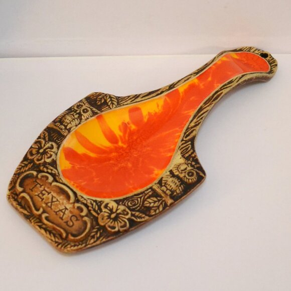 Treasure Craft Other - Vintage Treasure Craft Spoon Rest Texas Made In USA Brown Orange Kitchen Decor